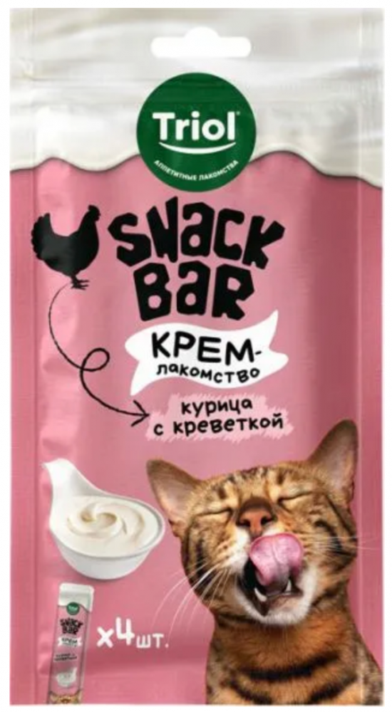 Лакомство для кошек &quot;Крем из курицы с креветкой&quot;, 40г, серия SNACK BAR, Triol