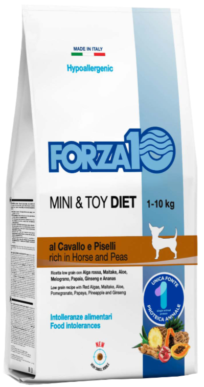 Корм Forza10 Mini &amp; Toy Diet Hypoallergenic Horse &amp; Peas для собак малых пород, гипоаллергенный, конина и горошек 1,5 кг