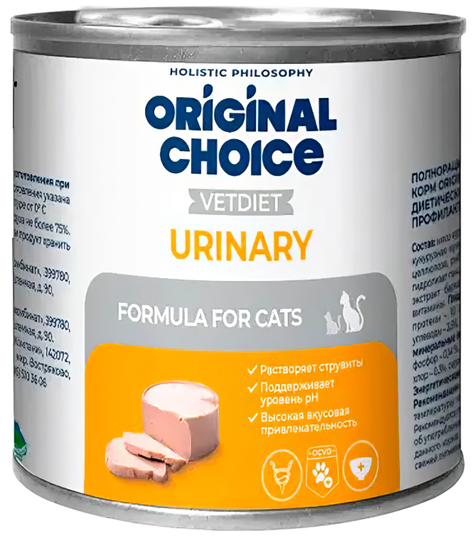 Корм Original Choice Vetdiet Urinary Holistic (паштет) для кошек, профилактика мочекаменной болезни, 240 г