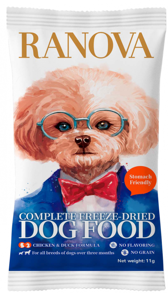 Полнорационный сухой (сублимированный) корм Ranova для собак с курицей и уткой, 11 г
