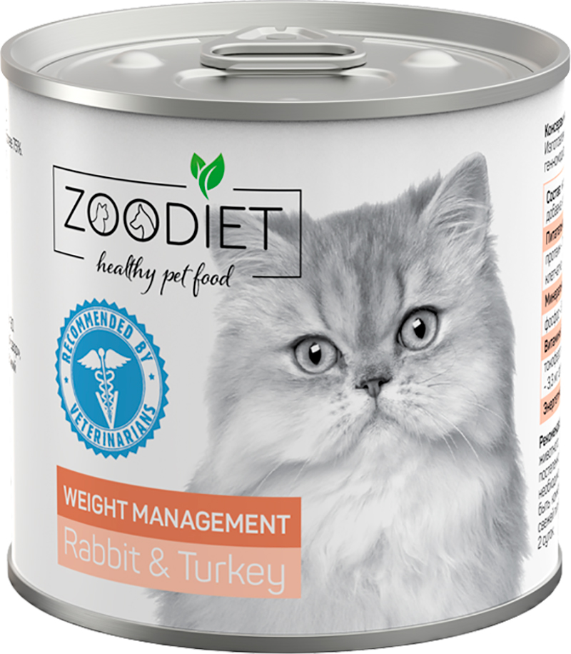Корм Zoodiet Weight Management Rabbit &amp; Turkey (консерв.) для кошек, склонных к ожирению, с кроликом и индейкой, 240 г