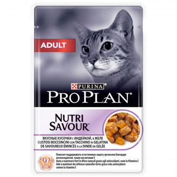 Влажный корм Purina Pro Plan кусочки в желе для взрослых кошек с индейкой 85 г