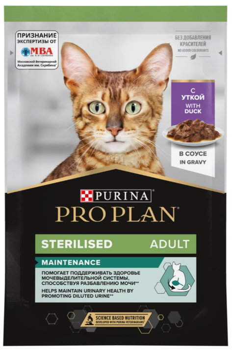 Влажный корм Purina Pro Plan кусочки в соусе для кастрированных кошек с уткой 85 г