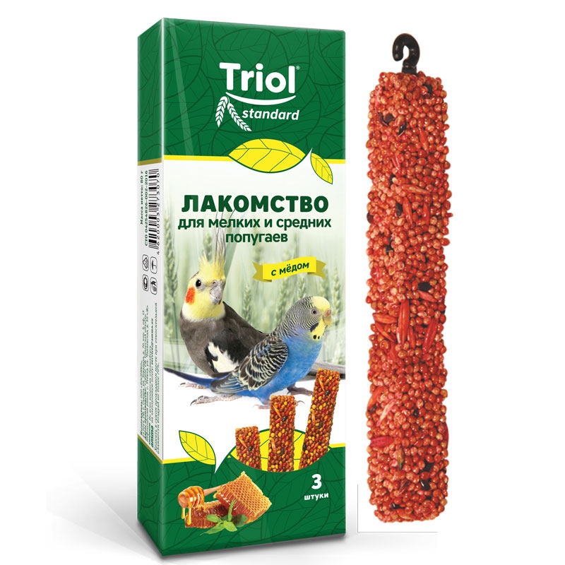 Triol лакомство Standard для мелких и средних попугаев с мёдом, упаковка 3 шт, 80 г