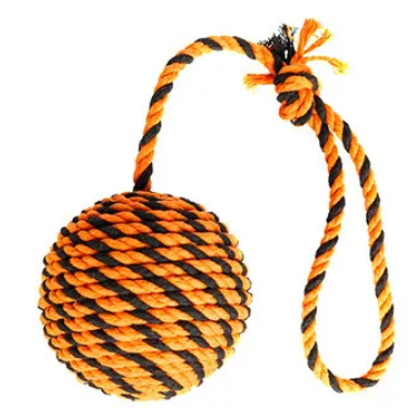 Игрушка для животных Мяч для собак Броник большой с ручкой Doglike (оранжевый-черный), диам. 12 см