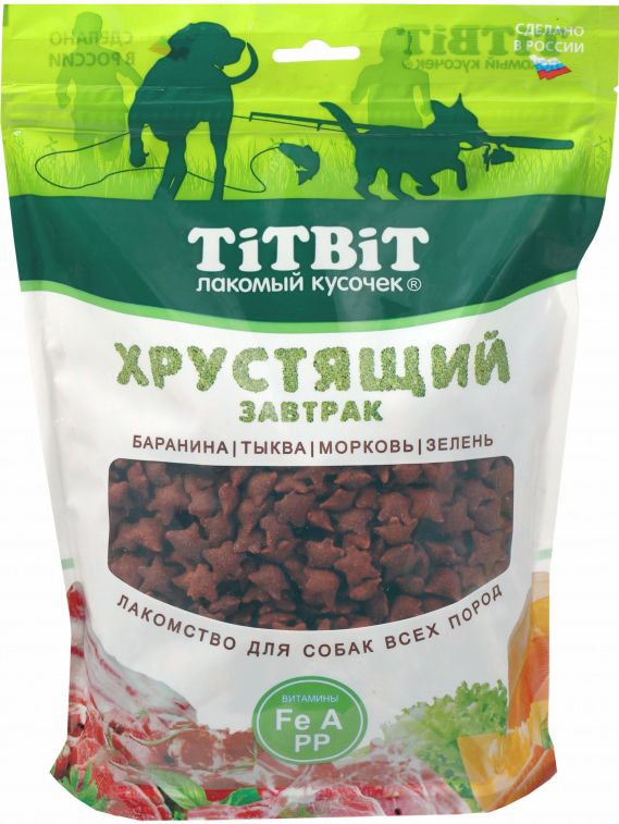 Лакомство TiTBiT для собак, завтрак хрустящий, с бараниной, 700 г