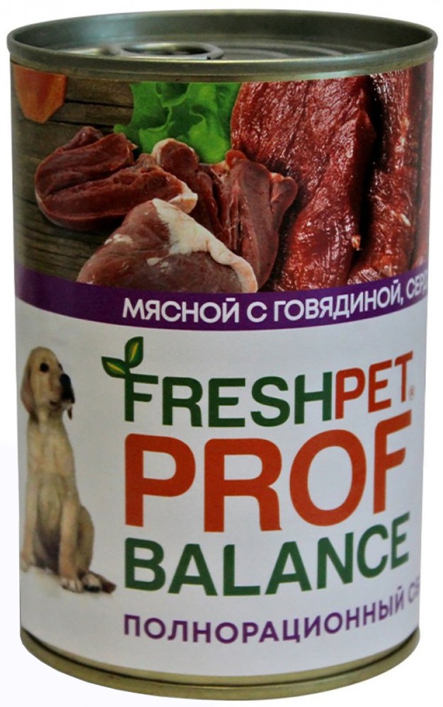 Корм Freshpet Profbalance (консерв.) для щенков, с говядиной, сердцем и рисом 410 г