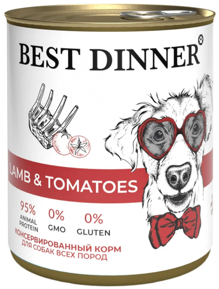 Консервы Best Dinner Dog Super Premium Ягненок с томатами для собак и щенков 850 г