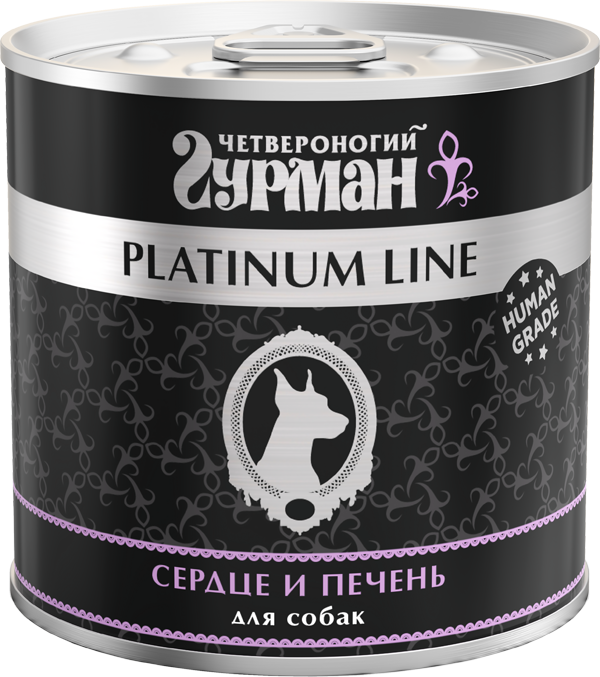 Корм Четвероногий гурман Platinum Line (в желе) для собак, сердце и печень, 240 г