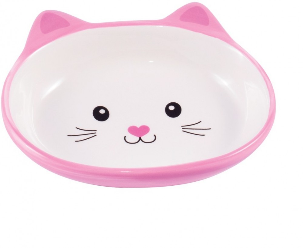 Миска Mr.Kranch керамическая для кошек Мордочка кошки 160 мл розовая
