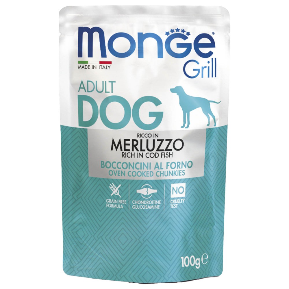 Влажный корм Monge Dog Grill Pouch паучи для собак треска 100г