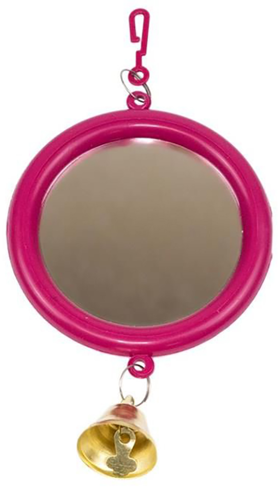 Homepet Зеркало для птиц, с колокольчиком рубиновое малое, 8х16.5 см