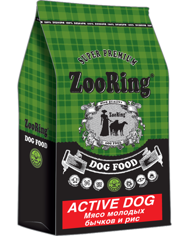 Корм ZooRing ACTIVE DOG Мясо молодых бычков для средних и крупных собак 10 кг