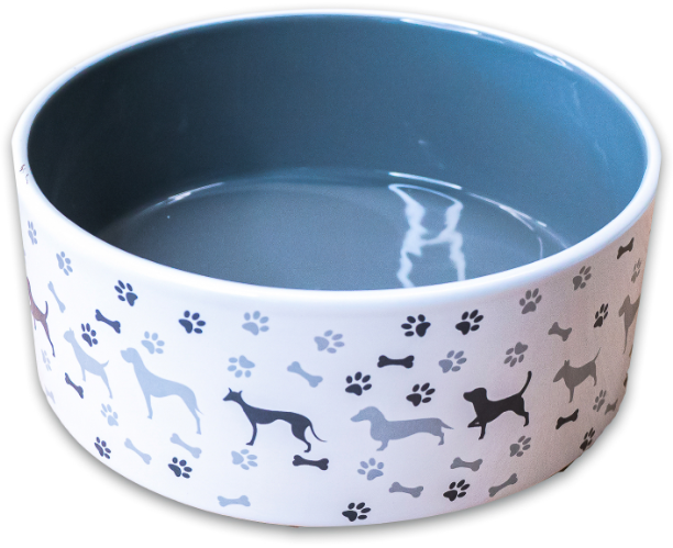 Миска Mr.Kranch керамическая для собак с рисунком 350 мл серая