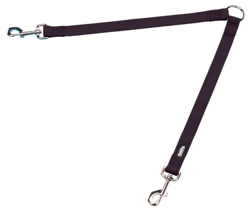 Nobby Поводок-сворка Classic для собак, нейлон, черный, длина 2х45 см, ширина 2.5 см
