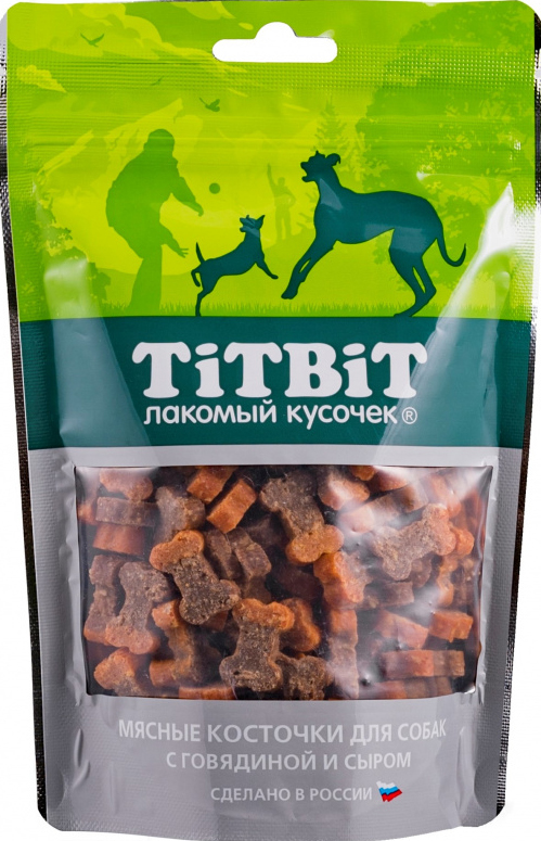 Лакомство для собак Titbit Косточки мясные для собак с говядиной и сыром 145 г