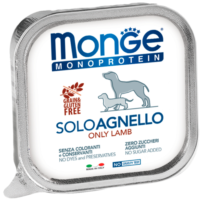 Влажный корм Monge Dog Monoproteico Solo консервы для собак паштет из ягненка 150 г
