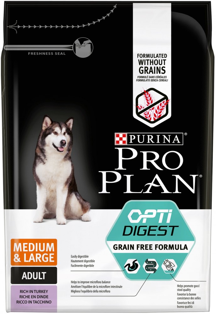 Корм Purina Pro Plan Grain Free Formula для взрослых собак с чувствительным желудком, с индейкой 12 кг