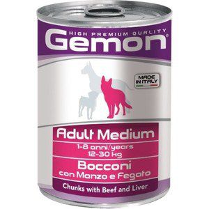 Консервы для собак Gemon Dog Medium для средних пород кусочки говядины с печенью 415 г