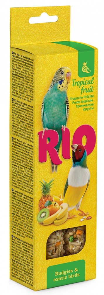 Лакомство RIO Палочки для волнистых попугайчиков и экзотов с тропическими фруктами (2 шт. по 40 г) 80 г