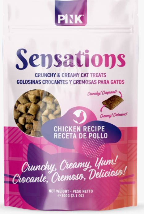 Лакомство сухое Pink Sensation для кошек Хрустящие подушечки с курицей 100 г