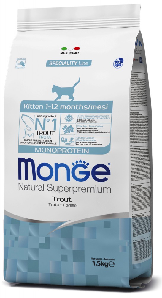 Корм сухой Monge Cat Monoprotein для котят с форелью