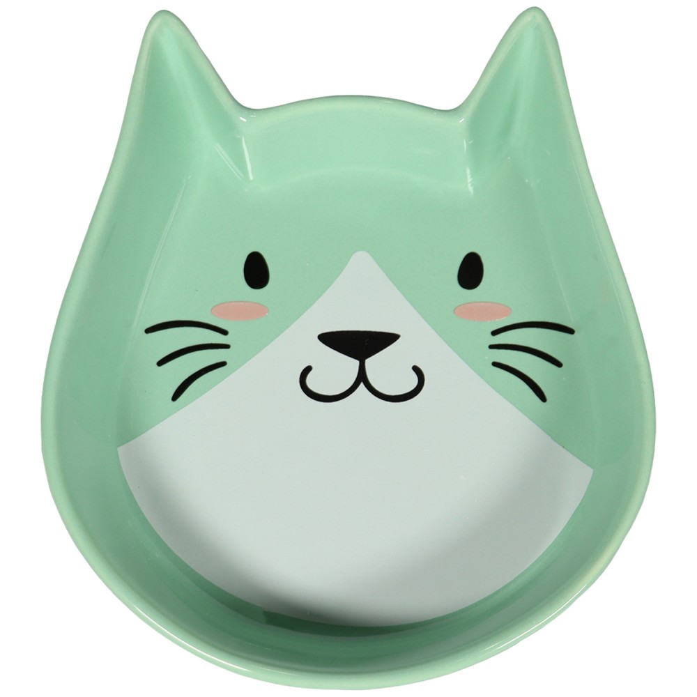 Миска Mr.Kranch керамическая для кошек &quot;Мордочка кошки&quot; 250 мл, зеленая