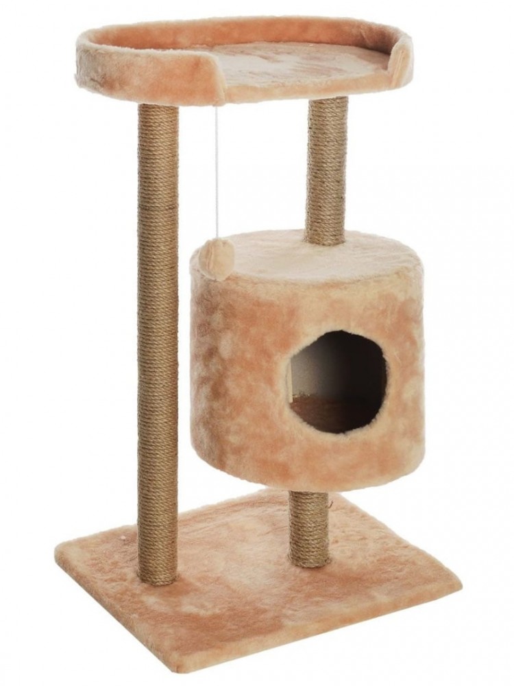Когтеточка для кошек Меридиан «Круглый с площадкой», джут 650х410х1310. Цвет в ассортименте