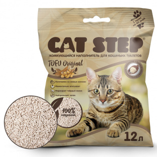 Наполнитель для кошек Cat Step Tofu Original растительный комкующийся 12 л-5,62кг