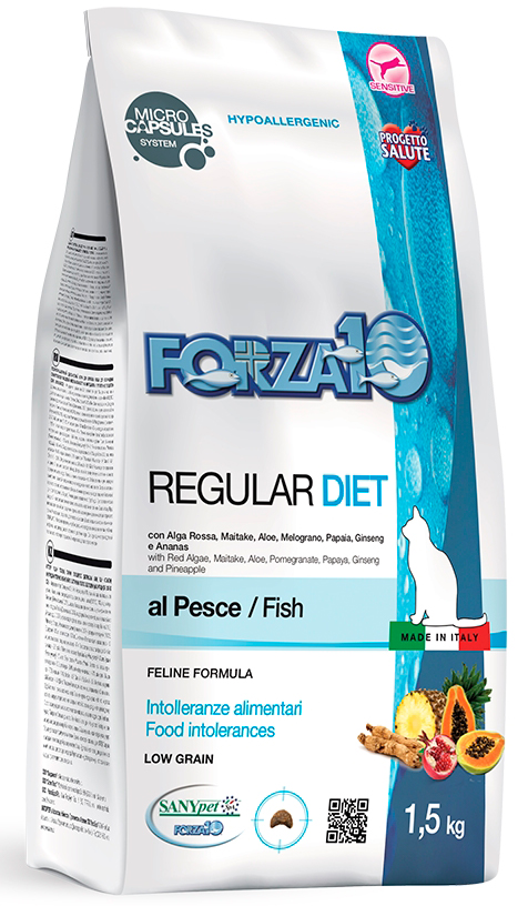 Корм сухой для кошек Forza10 Regular Diet при аллергии и повышенной чувствительности к животным белкам с рыбой