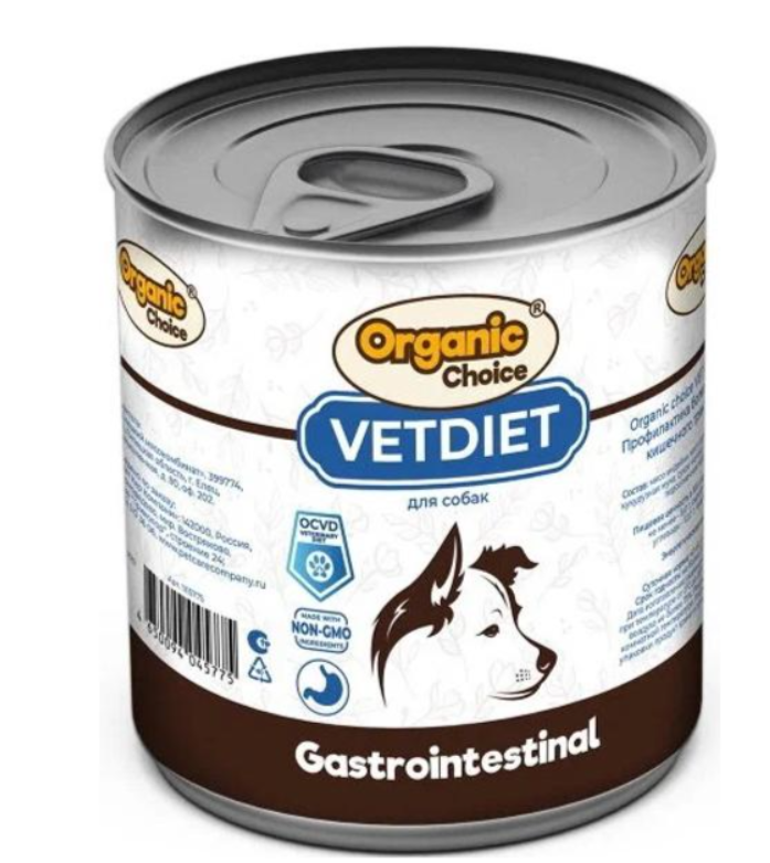 Корм Organic Choice VET Gastrointestinal (консерв.) для собак, профилактика болезней ЖКТ, 340 г