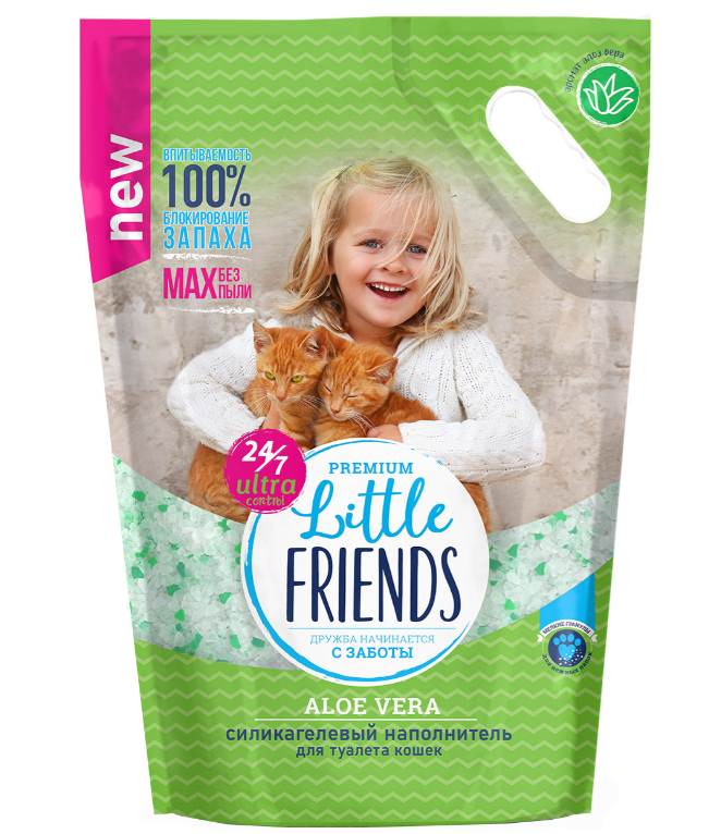 Наполнитель Little Friends Aloe Vera для кошек, силикагелевый, 5 л, 2 кг