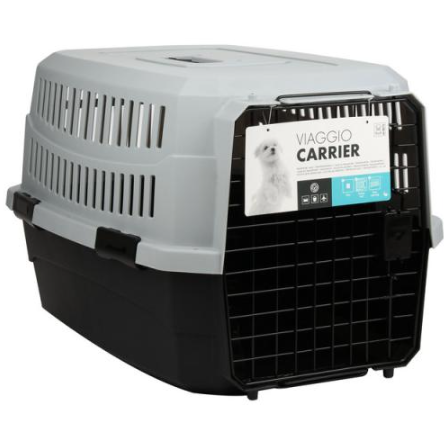 M-PETS Контейнер-переноска VIAGGIO для животных до 16 кг, размер M, 68,4x47,6x42 см, цвет чёрный с серым