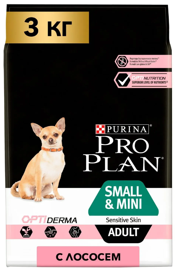 Корм Purina Pro Plan для взрослых собак малых пород с лососем и рисом