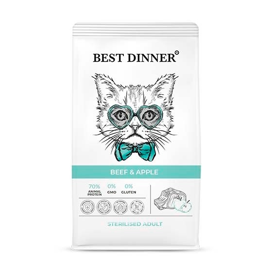 Корм для кошек Best Dinner Adult Cat Lamb &amp; Blueberry для кошек склонных к аллергии. Говядина и Яблоко 400 г