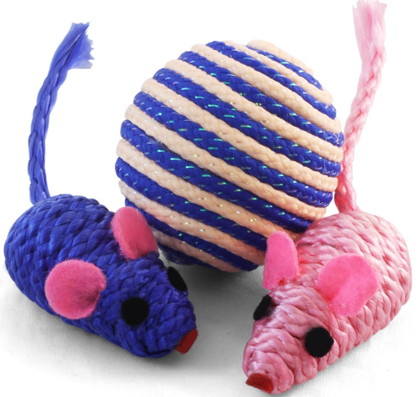 Triol набор игрушек для кошек (мяч, 2 мыши), d 45-50 мм