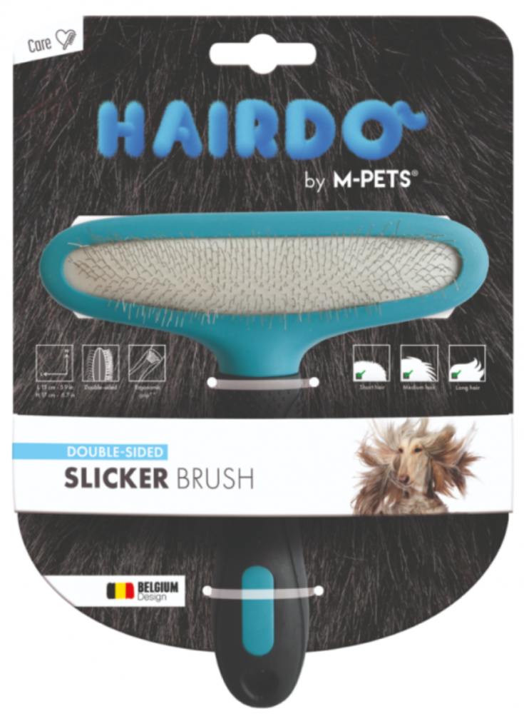 M-PETS Двусторонняя щетка-сликер (пуходерка) DOUBLE - SIDED SLICKER BRUSH, 15х17 см
