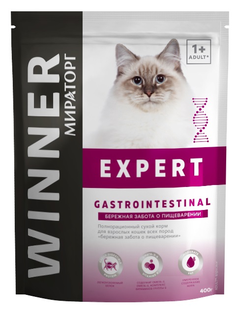 Winner Expert Gastrointestinal для кошек «бережная забота о пищеварении», в паучах - 80 г