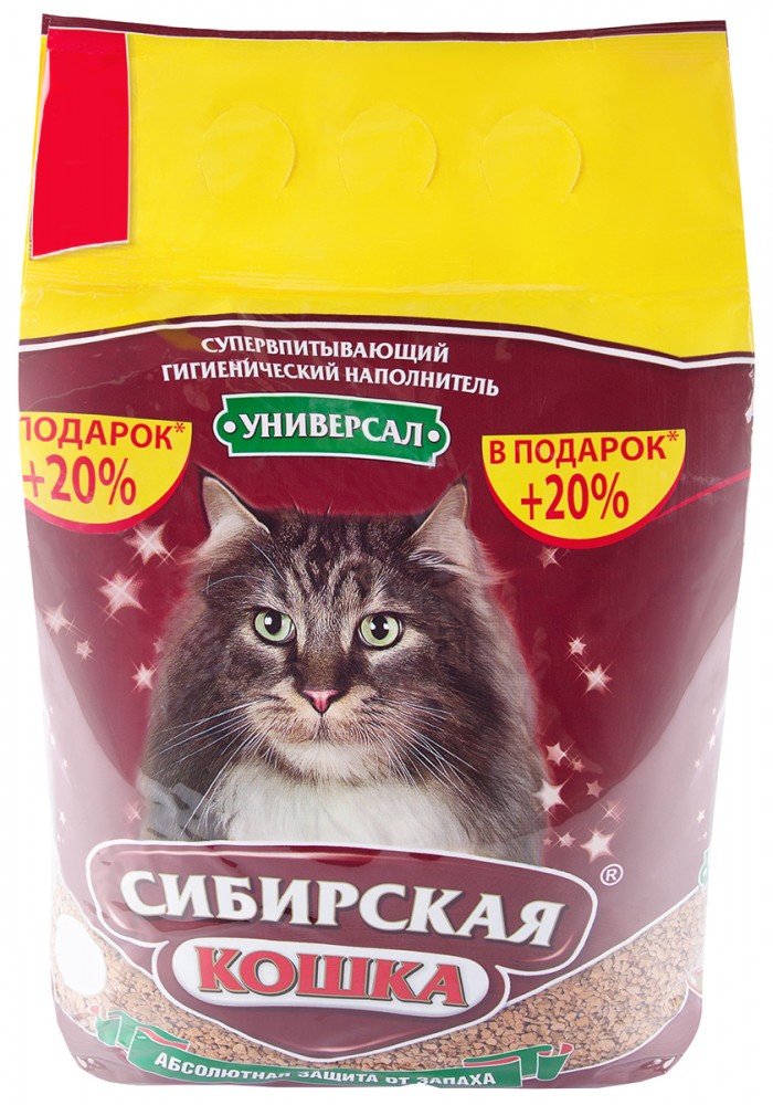 Наполнитель Сибирская кошка Универсал для кошачьих туалетов, супервпитывающий, гигиенический, 3 л, 2.16 кг