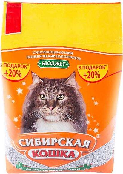 Наполнитель Сибирская кошка Бюджет для кошачьих туалетов, супервпитывающий, гигиенический, 3 л, 1.7 кг