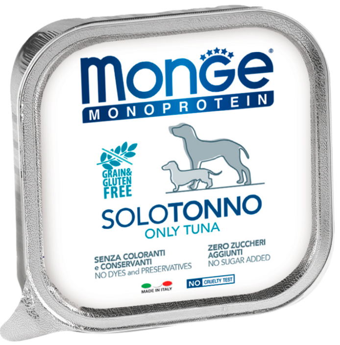 Влажный корм Monge Dog Monoproteico Solo консервы для собак паштет из тунца 150 г