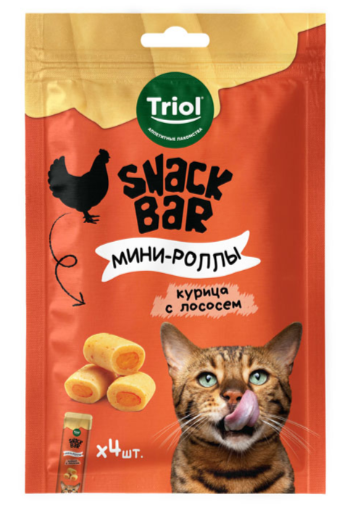 Лакомство для кошек &quot;Мини-роллы с начинкой из курицы с лососем&quot;, 40г, серия SNACK BAR