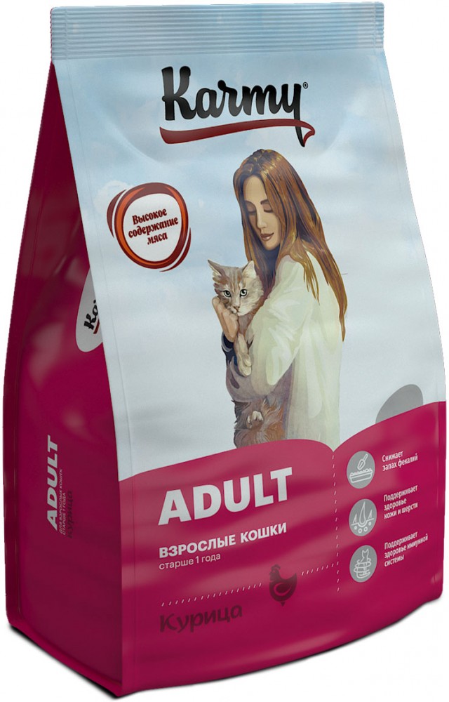 Корм Karmy ADULT для взрослых кошек старше 1 года- курица 1,5 кг