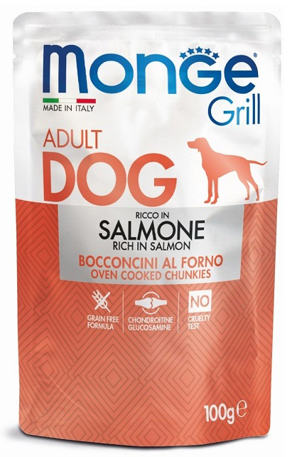 Влажный корм Monge Dog Grill Pouch SALMONE для собак лосось 100г