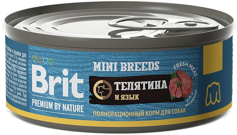 Корм Brit Premium By Nature Mini Breeds (консерв.) для собак малых пород, телятина и язык 100 г