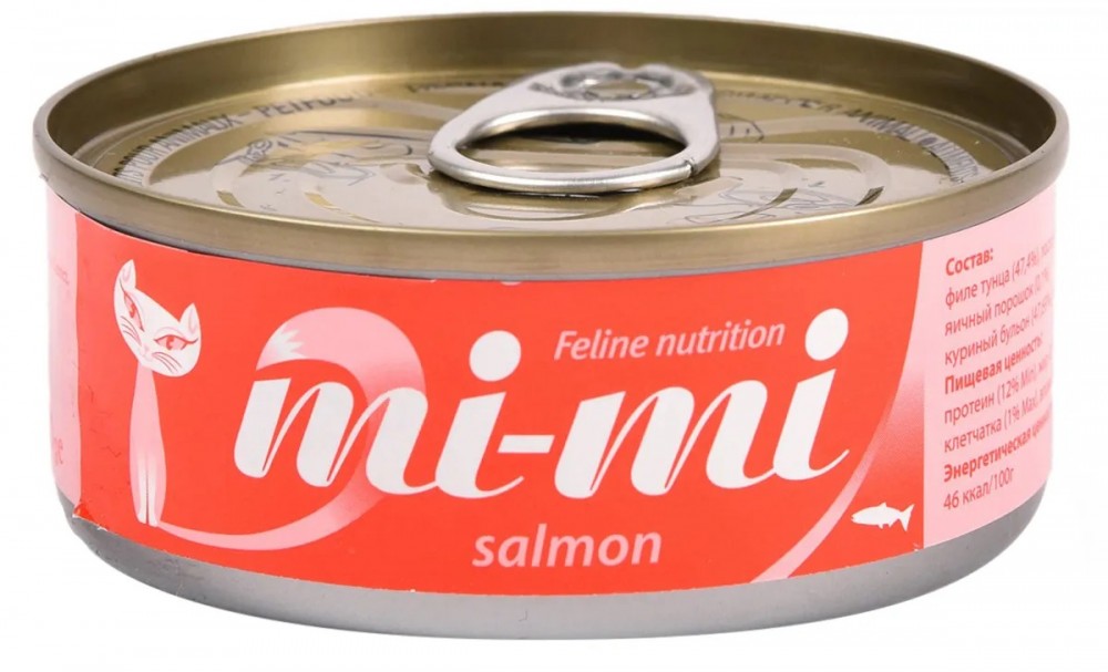 Корм Mi-Mi (в желе) для кошек, с лососем, 80 г