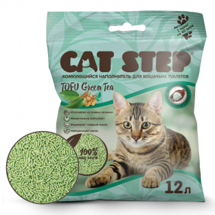 Наполнитель для кошачьих туалетов Cat Step Tofu Green Tea , растительный комкующийся 12 л-5,62кг