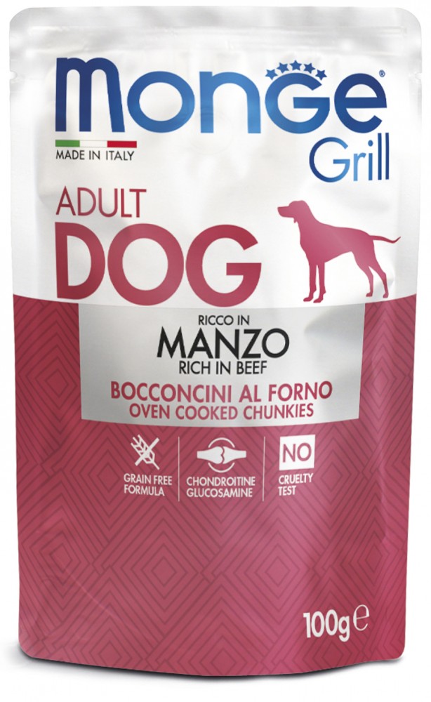 Влажный корм Monge Dog Grill MANZO для собак говядина 100 г
