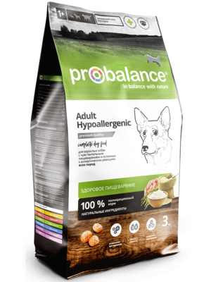 Корм Probalance для взрослых собак всех пород с чувствительным пищеварением и склонных к аллергическим реакциям 3 кг
