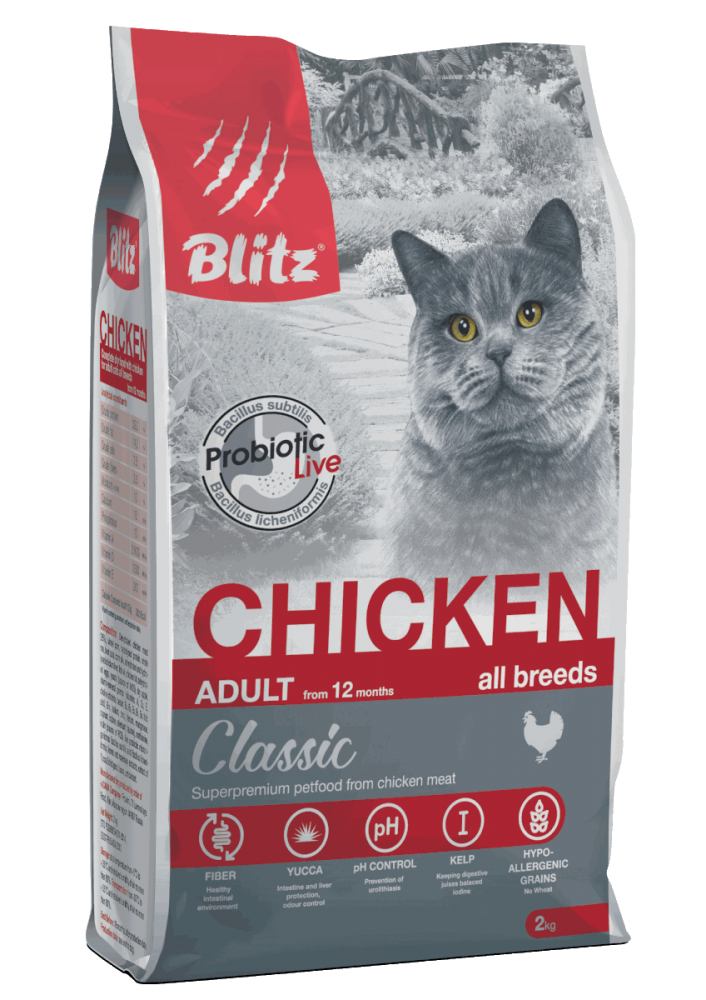 Корм сухой для кошек Blitz For Adult Cats Chicken с курицей 10 кг